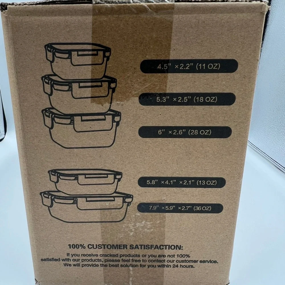MCIRCO Food Storage Containers 10pc Clear New Glass Airtight Lids